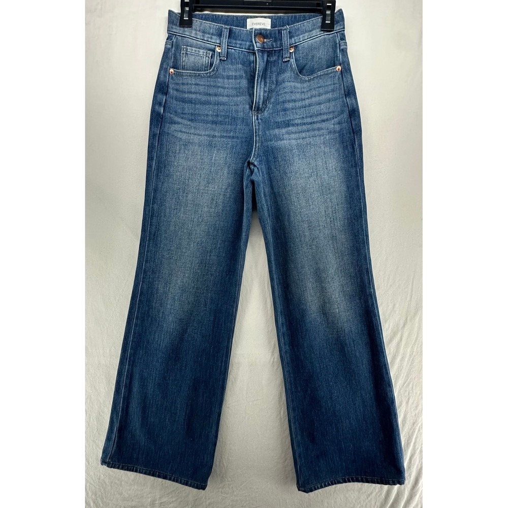 Evereve Womens High Rise Wide Leg Jeans Medium Wash Size 25 Blue Denim Pants